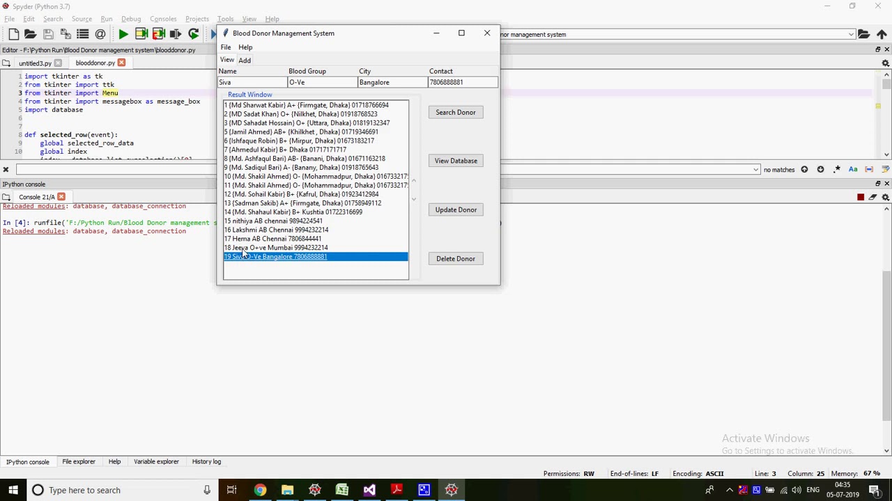 Blood Donor Management Systems in Python