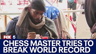 Nigerian chess master tries to break world record in Times Square