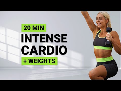 20 MIN CARDIO WEIGHTS | HIIT + Light Weights | Intense Full Body Cardio | Super Sweaty | No Repeat