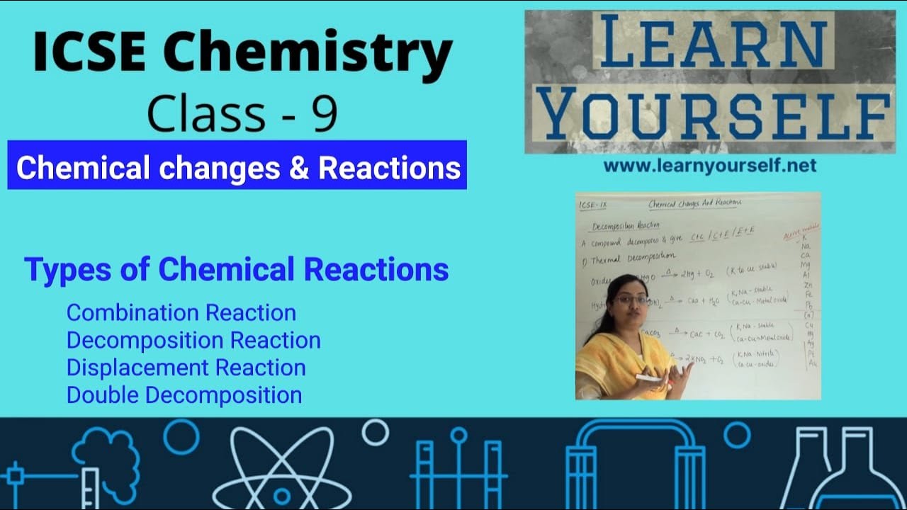 ICSE Std-9 Chemistry-Type of chemical Reactions|| Combination, Double/Decomposition, Displacement
