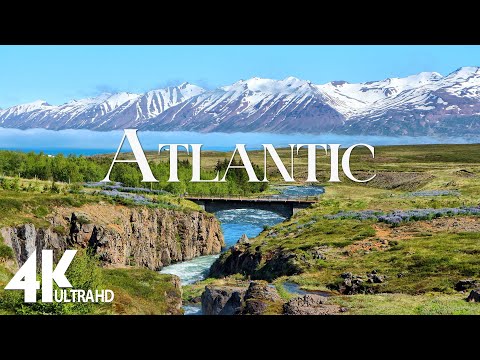 FLYING OVER ATLANTIC (4K UHD) - Amazing Beautiful Nature Scenery with Piano  Music - 4K Video HD