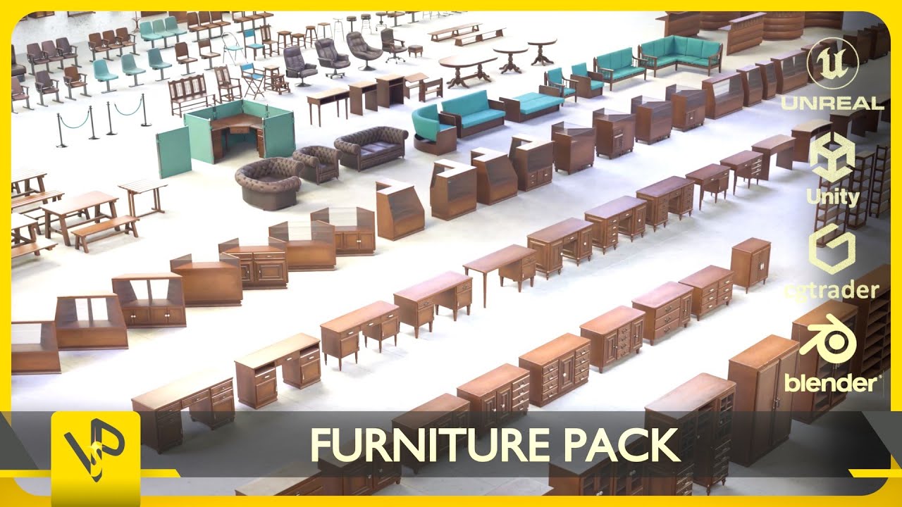FURNITURE PACK  #game #assets #3d #furniture #retro