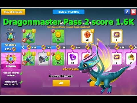 Dragonmaster pass season score 1.63k-Dragon Mania Legends | Great Dragon Race Clan Event