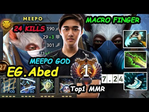 ABED [MEEPO] A-GOD No Mercy Macro Finger Top1 MMR 7.24 vs Cr1t Dota 2 pro Gameplay