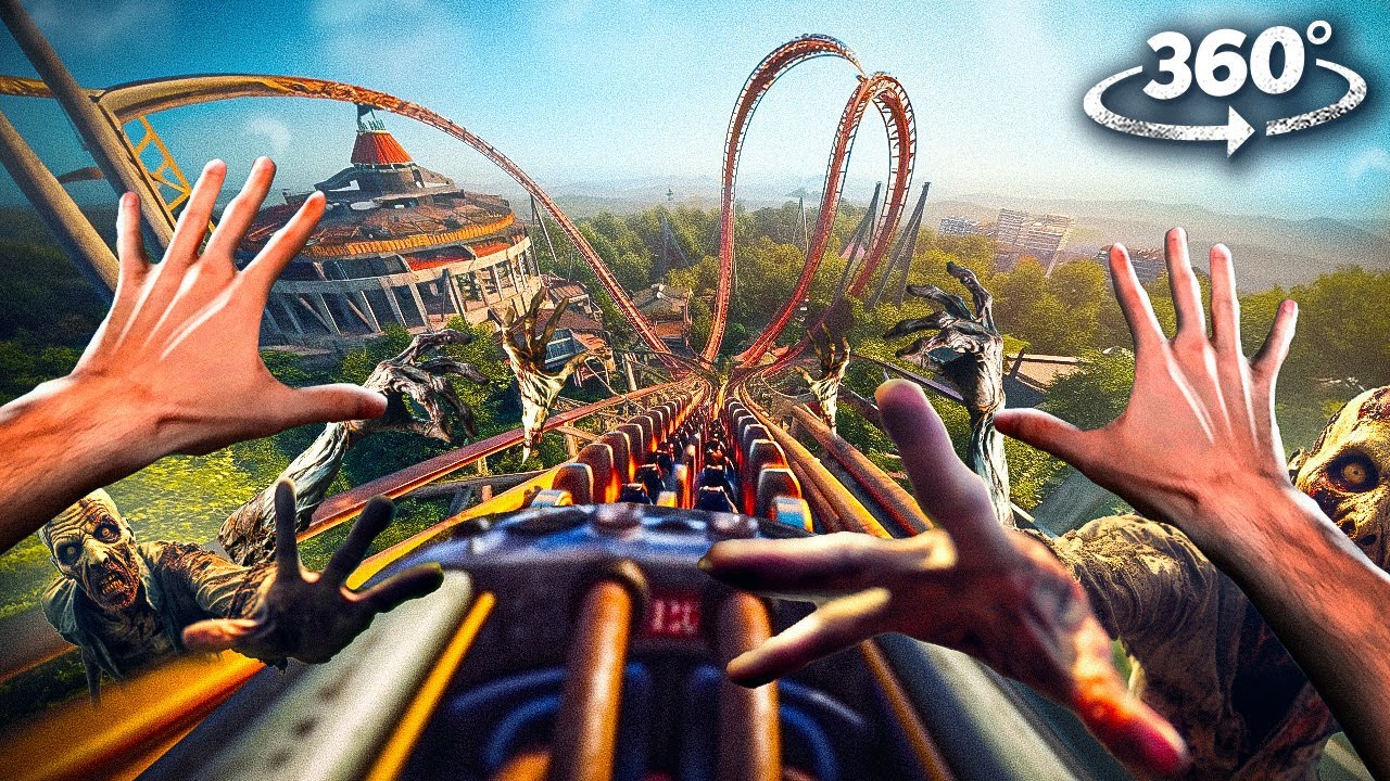 360 HORROR ROLLER COASTER in ABANDONED PARK 4K VR 360 Video