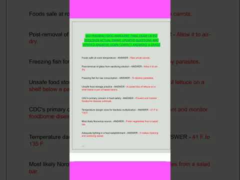 360 TRAINING FOOD HANDLERS FINAL EXAM LATEST 2025 ACTUAL EXAM COMPLETE REAL EXAM QUESTIONS AND VERIF