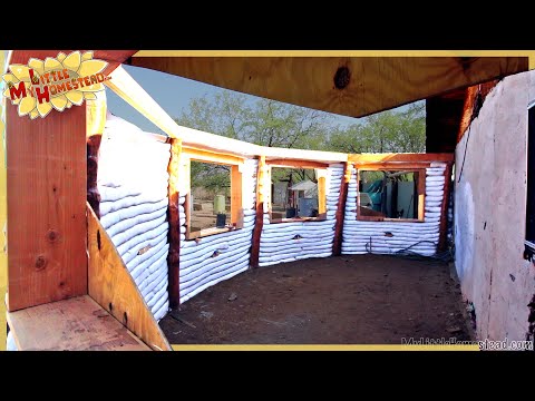 $10 Wood Ceiling, Window Headers & Tank Drop! | Earthbag Kitchen & Bathroom | Weekly Peek Ep140