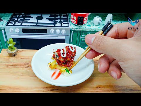 Make crispy fried chili frog served with french fries | ASMR Miniature Cooking.