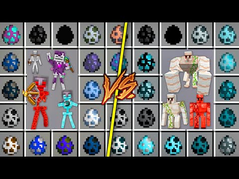 GOLEM STEVE - WHAT IF YOU SPAWN ALL SKELETON EGGS vs GOLEM EGGS BATTLE Minecraft Skeletons vs Golems Army Battle