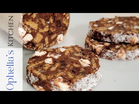 Chocolate Date & Coconut Biscuit Salami (Salam de Biscuiti) | No Bake | GF, DF, No Artificial Sugar