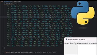 Making a python molar mass calculator