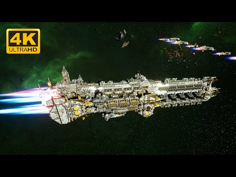 Imperial Navy vs Craftworld Aeldari - Skalgrim Mod - 4K Quality - Battlefleet Gothic Armada 2