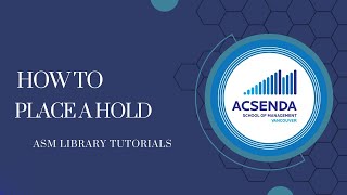 How to Place A Hold  Acsenda Library Tutorial