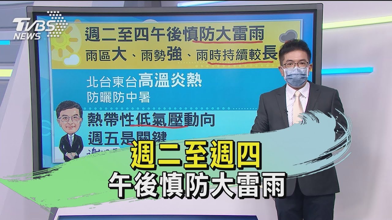 週二至週四 午後慎防大雷雨