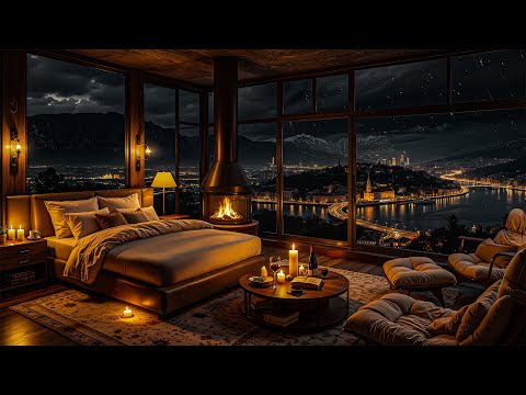 Sweet Jazz Background Music In A Cozy Bedroom - Soothing Jazz And Fireplace Sounds To Relieve Stress
