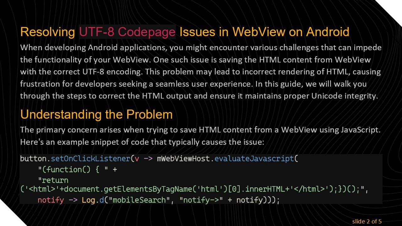 How to Handle UTF-8 Codepage Issues in WebView on Android