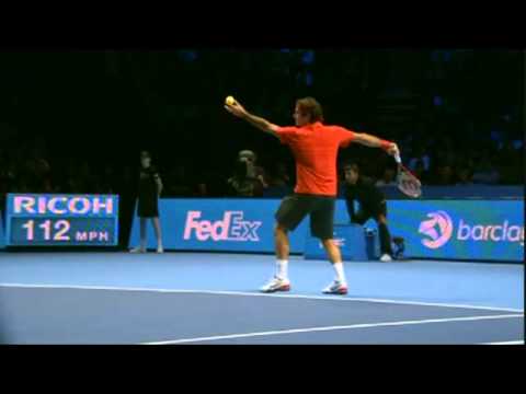 Roger Federer World Tour Final 2010 slow motion serve