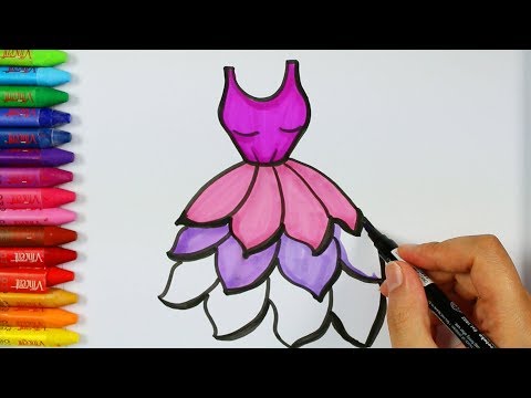 Cómo dibujar vestido púrpura💗| Página para colorear | Libros para colorear | Cómo dibujar y colorear