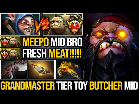 When Meepo Meets The True Butcher Mid - Abyssal Blade GRANDMASTER Pudge | Pudge Official