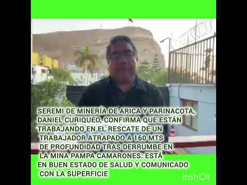 #Arica Derrumbe mina Pampa Camarones un trabajador atrapado a 160 mts de profundidad...