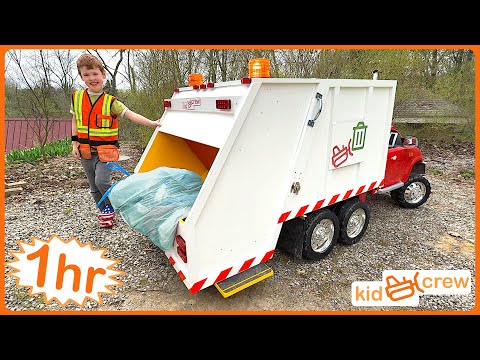 Collecting trash and cleanup compilation with kids garbage trucks and others. Educational | Kid Crew