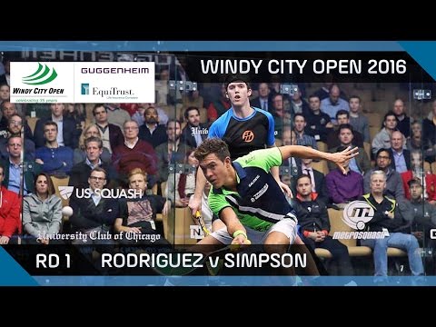 Squash: Rodriguez v Simpson - Windy City Open 2016 - Men's Rd 1 Highlights