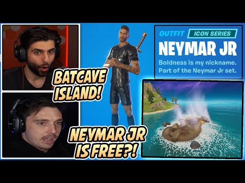 Streamers Show Off The New FREE Neymar Jr Skin & NEW ISLAND For The BATCAVE! *New Bow*