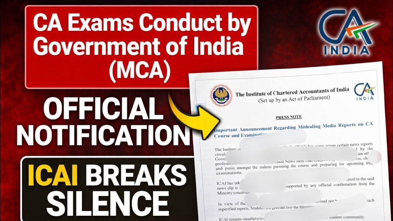 Breaking News | Finally ICAI breaks Silence 🤫 | CA Exam Conduct by government Official Clarification