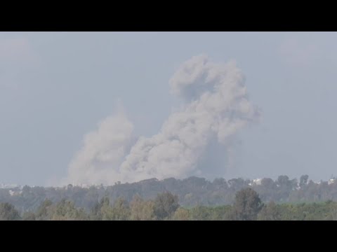 Plumes of smoke after explosions in southern Gaza Strip | AFP