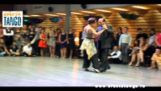 Marcelo Varela and Analia Vega dance on the milong