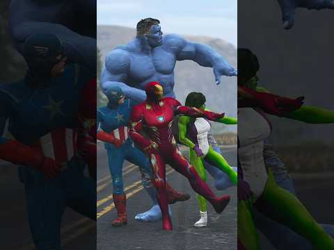 IRONMAN CAPTAIN AMERICA BLUE HULK & SHE-HULK VS TEAMS HULK ENEMIES #gta #gta5 #shorts #gaming