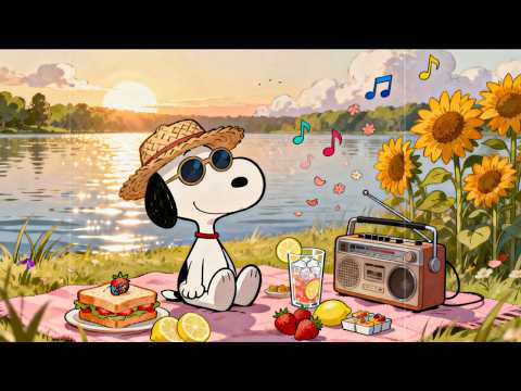 Snoopy’s Sunny Lakeside Picnic ☀️🎶  Chill Lofi Beats for Relax, Study & Happy Summer Vibes