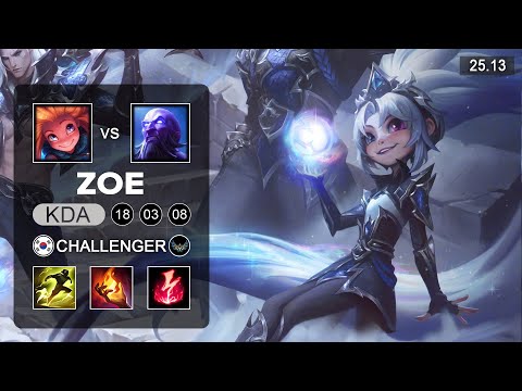 Zoe vs Ryze Mid - KR Challenger - Patch 25.13 Season 15