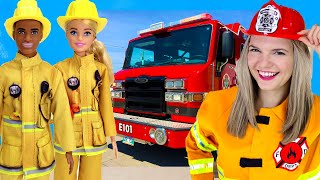 Fire Story for Kids | Barbie and Ken Firefighters & Firetruck | Speedie DiDi Toddler Learning Video