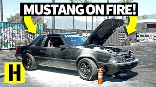 Ex-Police Car Ford Mustang Fox Body Throws Flames and Almost Burns Down