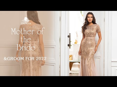 ZAPAKA 2022 Champagne Sequins Mother of the Bride Dress