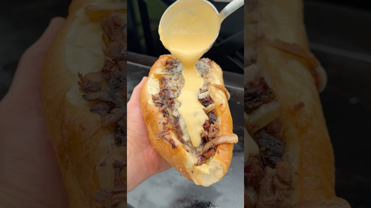 Smoked Brisket Cheesesteak | BBQ Brisket Sandwich #food