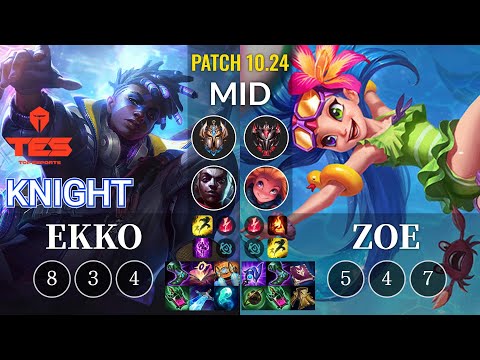 TES knight Ekko vs Zoe Mid - KR Patch 10.24