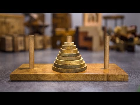 Tower of Hanoi, 8 disks. Only 255 moves requires to solve it. - YouTube