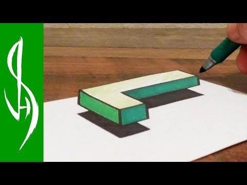 How to Draw Floating 3D Letter L - Easy Anamorphic Trick Art
