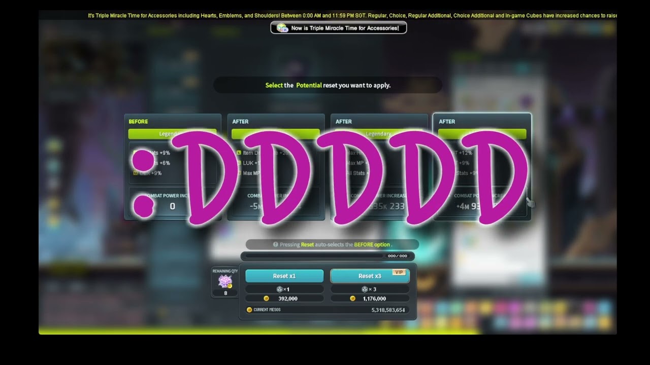 [MapleSEA] Triple Miracle Time - Accessories cubing! 12/04/2026