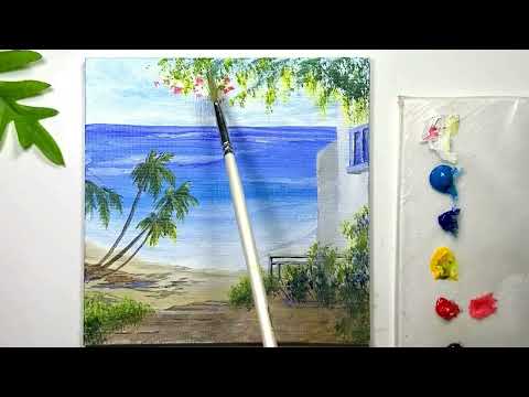 Sunshine Beach Love /Easy Acrylic Painting Tutorial For Beginners  #309