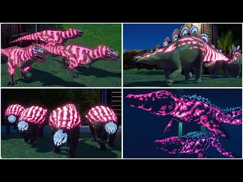 ALL 90 Dinosaurs in DARK with "NEON" Skins |  MAX EGG INTRODUCTION | Jurassic World Evolution 2