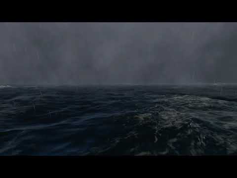 Storm in the Sea. Sound of rain and wind in the ocean.