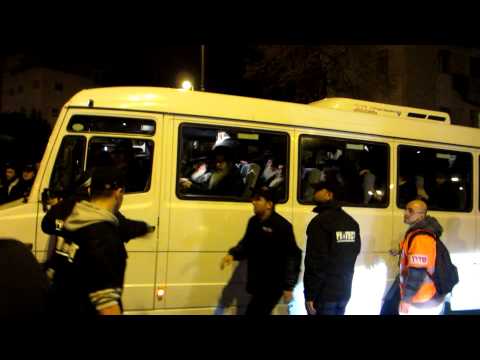 Satmar Rebbe on a bus  in Jerusalem going to meet thousands of followers