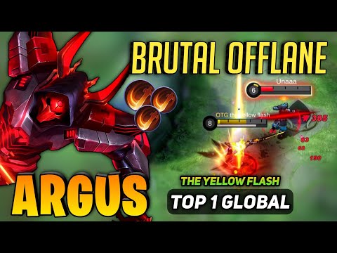 ARGUS OFFLANE MONSTER! [ Top 1 Global Argus Best Build ] the yellow flash - Mobile Legends