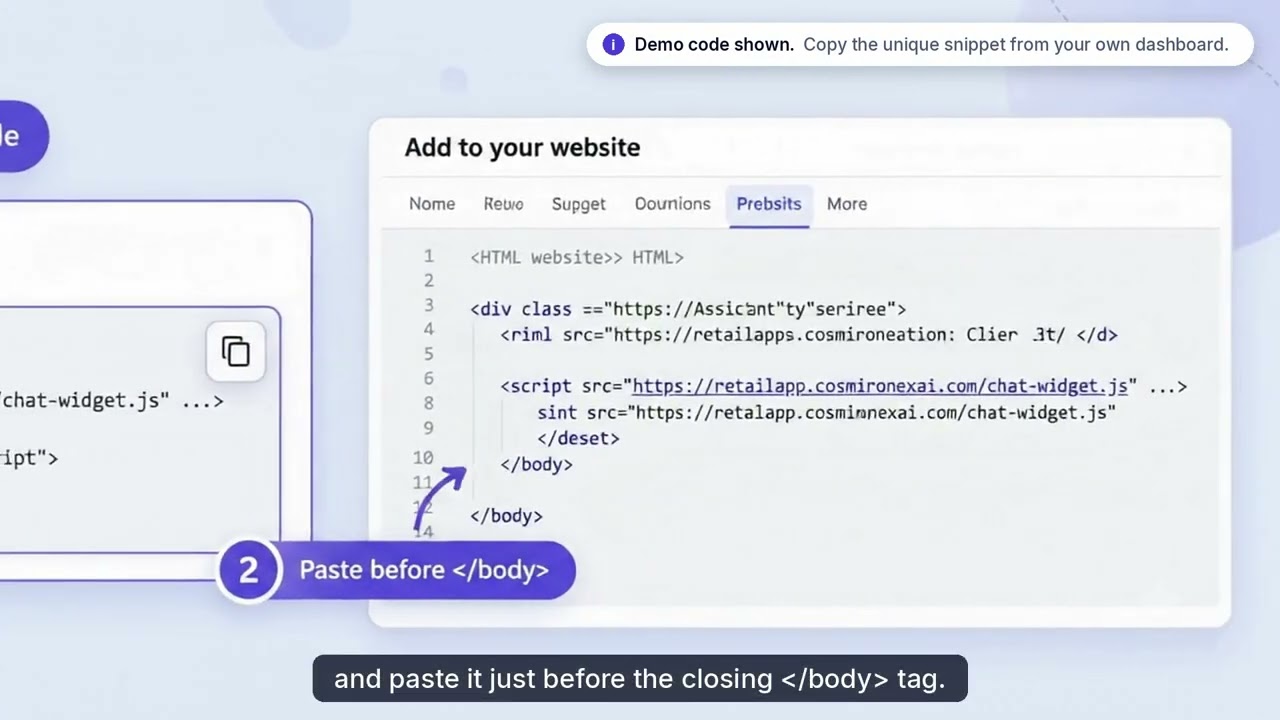 CosmiRoNex AI Widget Setup Tutorial — click to play
