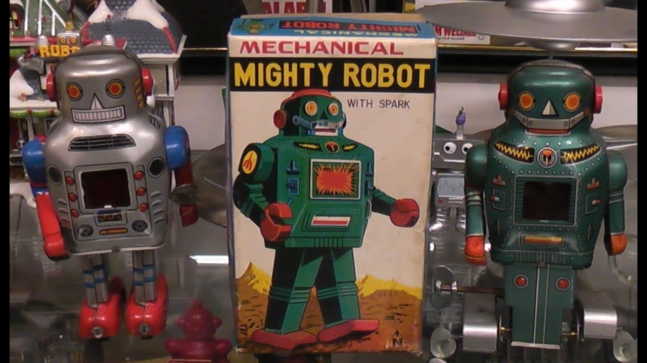 Mechanical Mighty Robot & Mechanical Sparky Robot. Made in Japan
