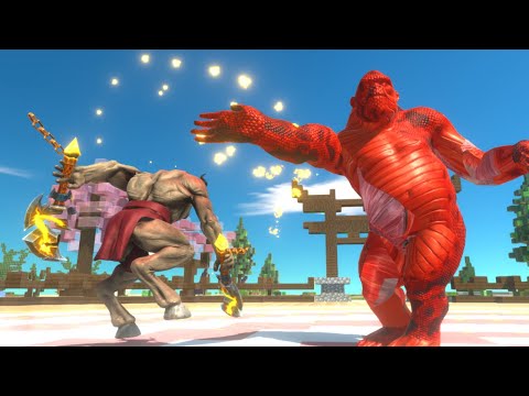 Champion Minotaur vs Every Titanoboa Skin Humans and Primates - Animal Revolt Battle Simulator