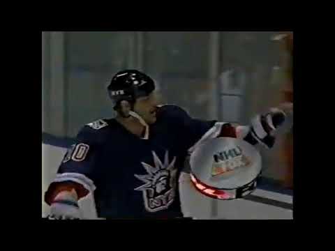 1997 NHL Playoffs Rangers-Devils Esa Tikkanen scores from Gretzky pass